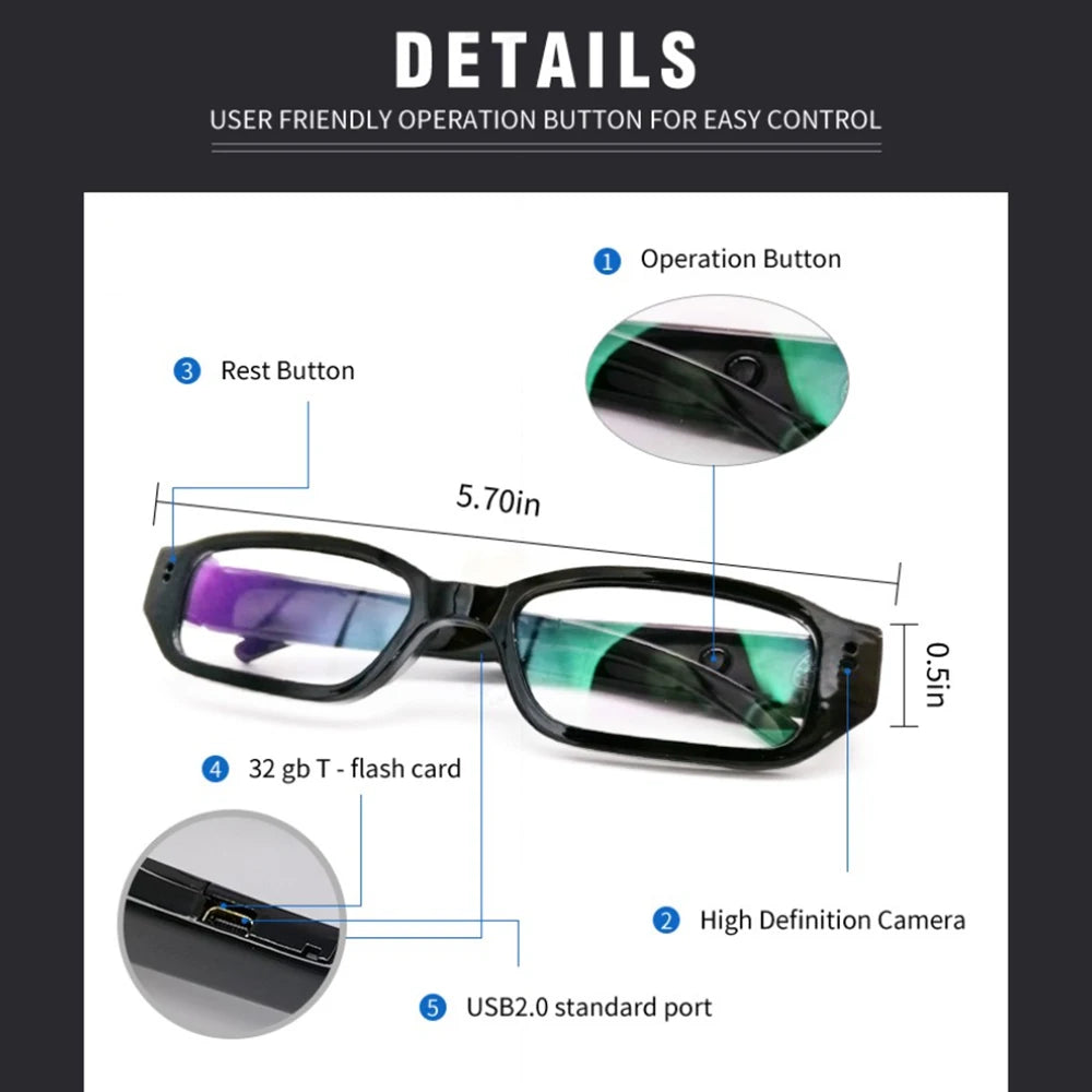 HD Mini Camera Smart Glasses